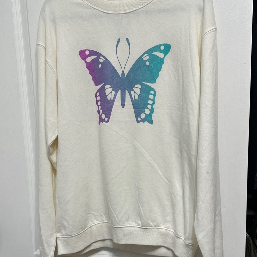 Urban outfitters white sweatshirt w‎ butterfly graphic